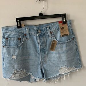 Levi's Women's Distressed Light blue 501s 32 w cutoffs NWT